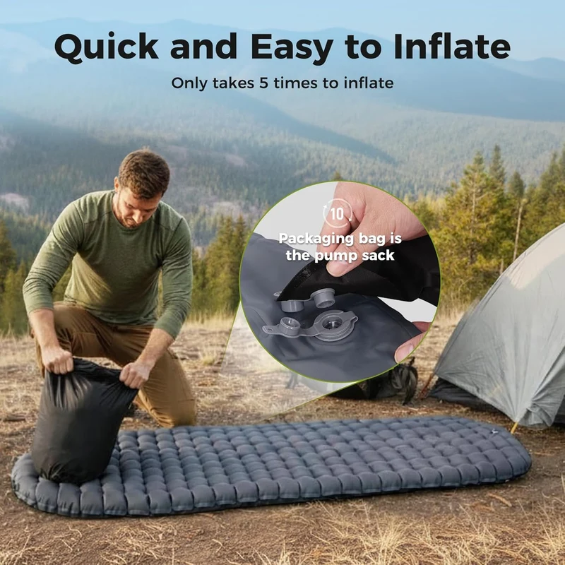 ATEPA Ultralight Mummy Sleeping Pad – R-Value 4.4, 3.15" Thick Inflatable Mat for Backpacking
