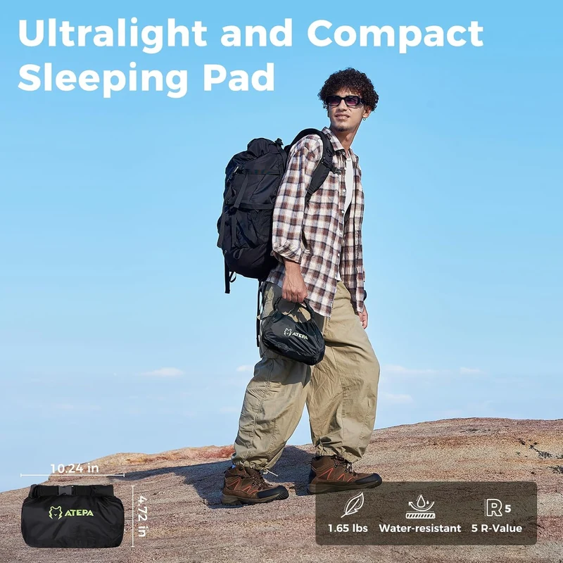 ATEPA EdgeX 5 Ultralight Sleeping Pad – R-Value 5.0, Insulated Inflatable Pad for 3-Season & Winter Backpacking