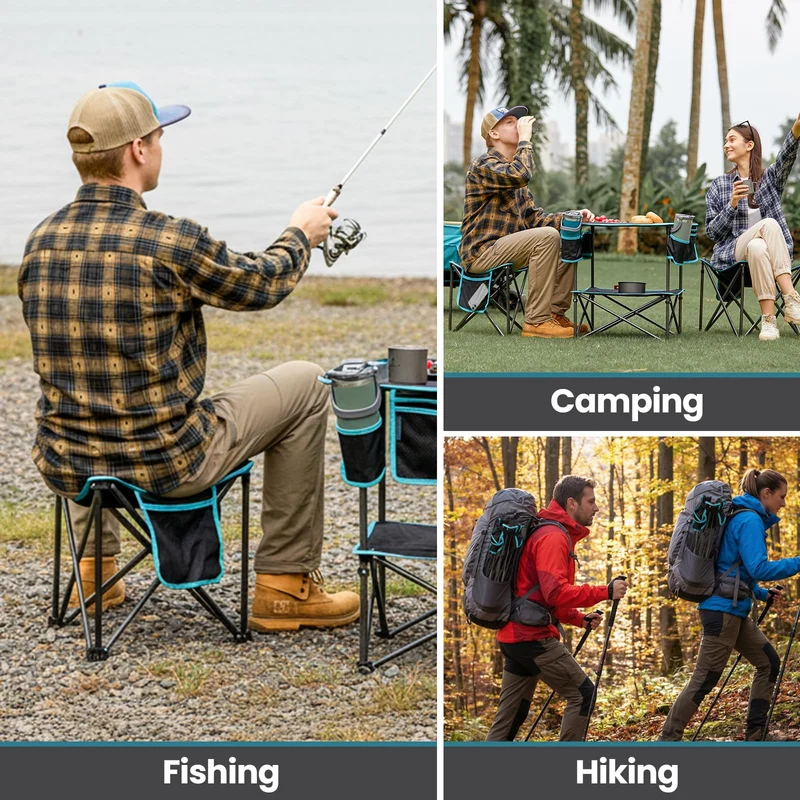 FUNDANGO Folding Tripod Stool – 440lb Heavy Duty Camping Chair with Padded Seat