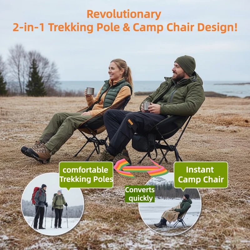 ATEPA 2-in-1 Trekking Pole Chair – Ultralight Convertible Hiking Seat System