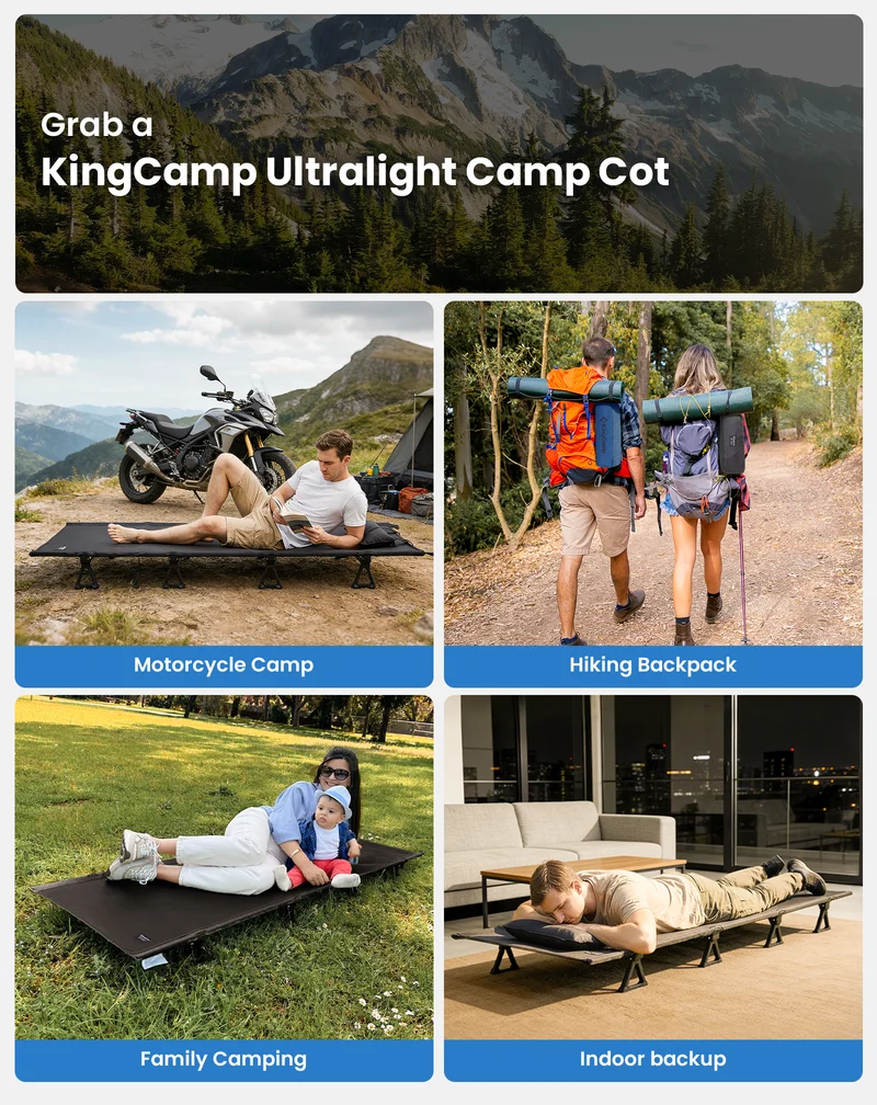KingCamp Ultralight Folding Camping Cots with Mattress Pad