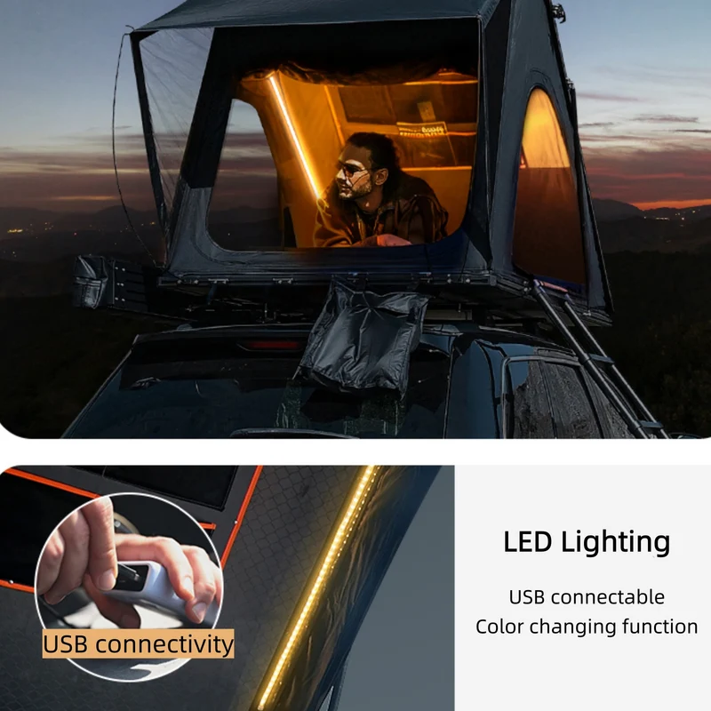 KingCamp ENDLESS 8 Rooftop Tent – 3‑Second Set‑Up, Ultra‑Thin 8cm Hard Shell, Waterproof & Lightweight for SUV/Truck Overlanding