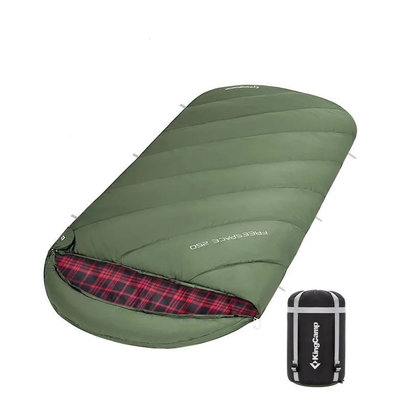 KingCamp FREESPACE Series Sleeping Bags – Roomy Single & Double Camping Bag Olive
