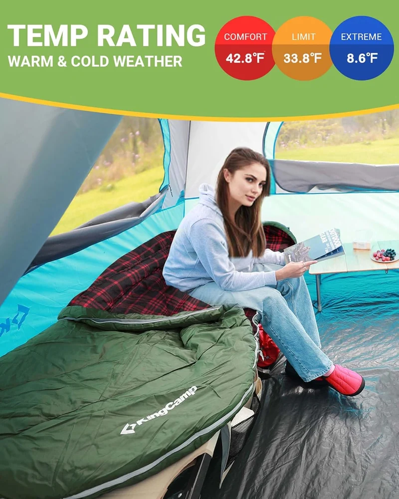 KingCamp FREESPACE 250 3-Season Plus Size Flannel Sleeping Bag