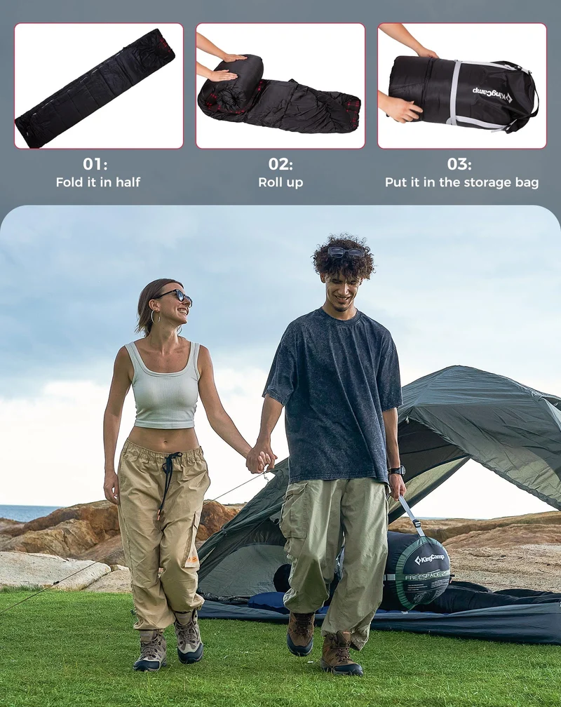 KingCamp FREESPACE 250D Double-Sized Sleeping Bag with 2 Pillows