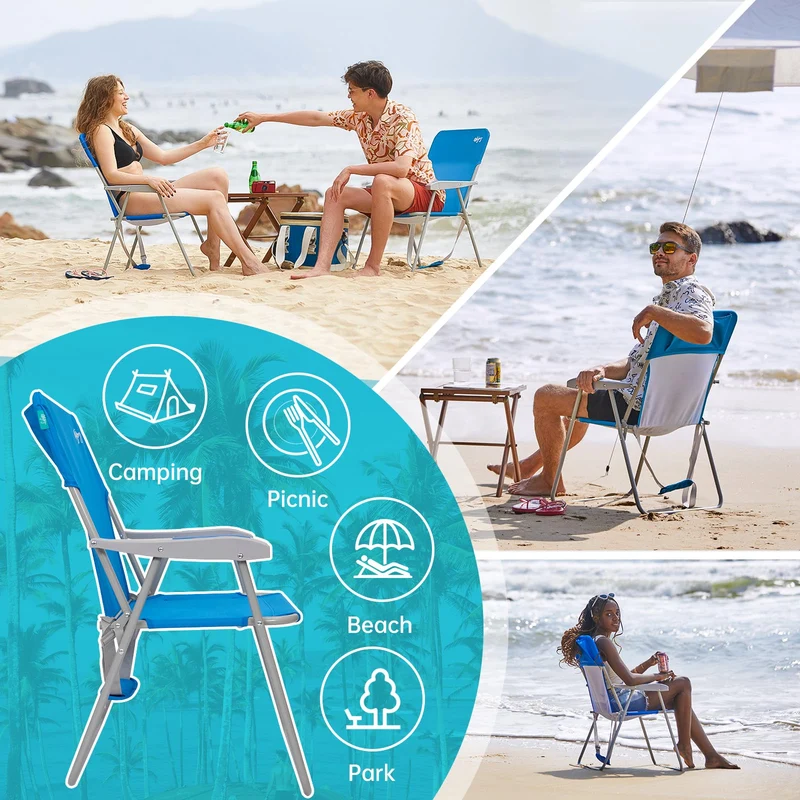 WEJOY Tall Beach Chair Blue