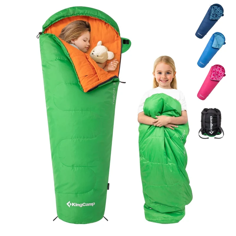 KingCamp Kids Mummy Sleeping Bag - 3-Season Warm & Snug Fit for Camping, Ages 8-12 (up to 4'7" Tall)