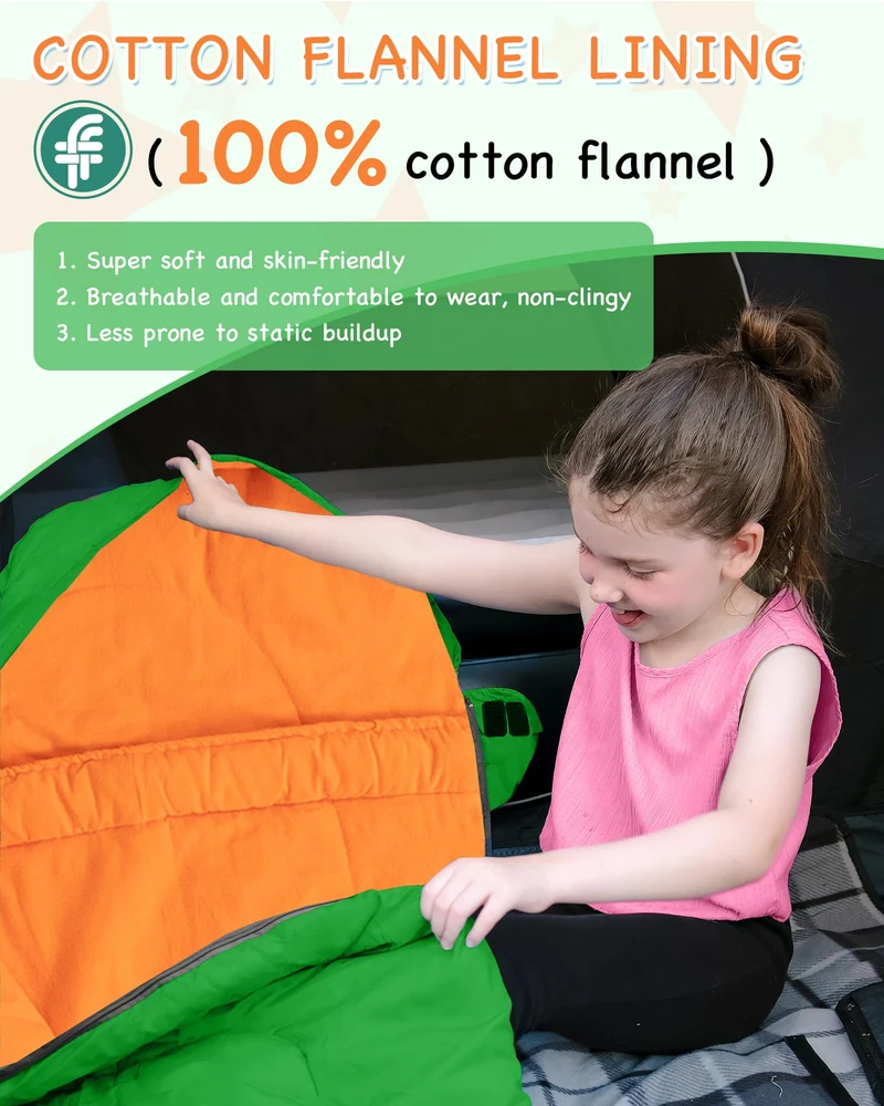 KingCamp Kids Mummy Sleeping Bag - 3-Season Warm & Snug Fit for Camping, Ages 8-12 (up to 4'7" Tall)