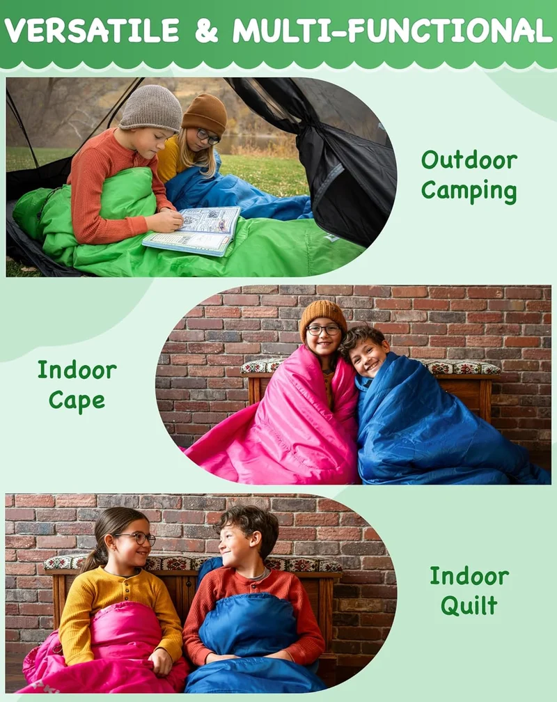 KingCamp Kids Mummy Sleeping Bag - 3-Season Warm & Snug Fit for Camping, Ages 8-12 (up to 4'7" Tall)
