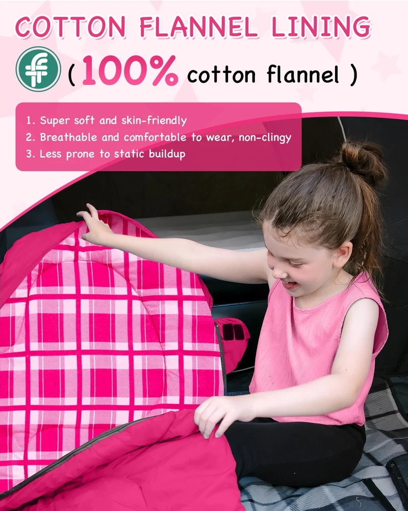 KingCamp Kids Mummy Sleeping Bag - 3-Season Warm & Snug Fit for Camping, Ages 8-12 (up to 4'7" Tall)