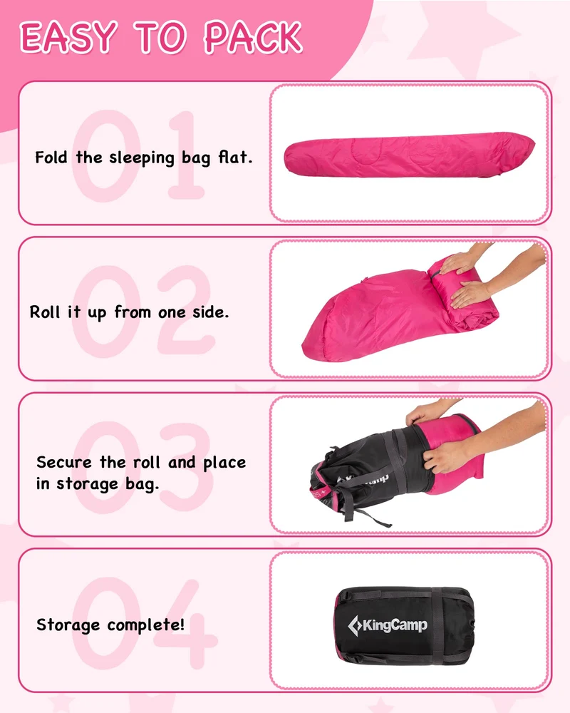 KingCamp Kids Mummy Sleeping Bag - 3-Season Warm & Snug Fit for Camping, Ages 8-12 (up to 4'7" Tall)