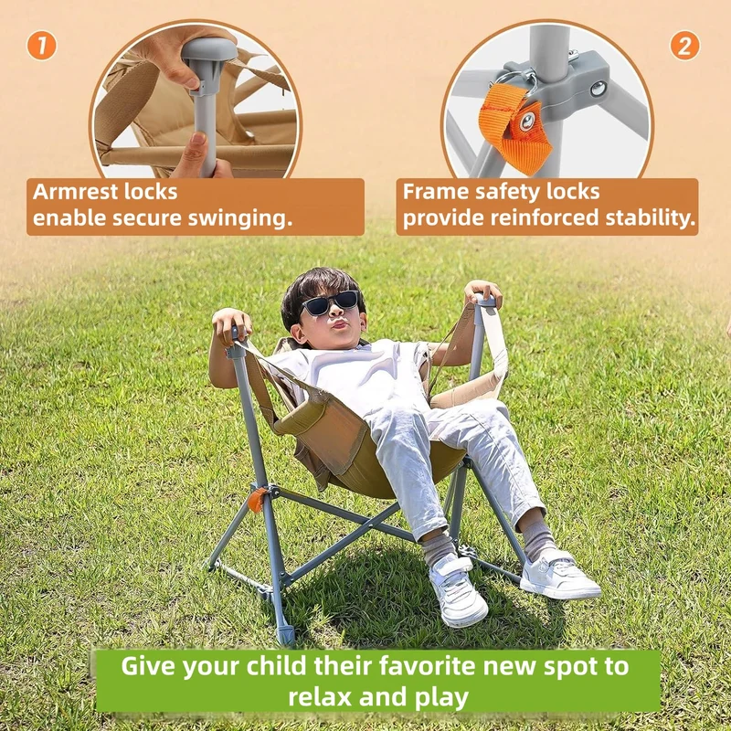 KingCamp Kids Hammock Chair with Stand - Secure Folding Chair for Outdoor & Indoor Use - Perfect for Gift-Giving