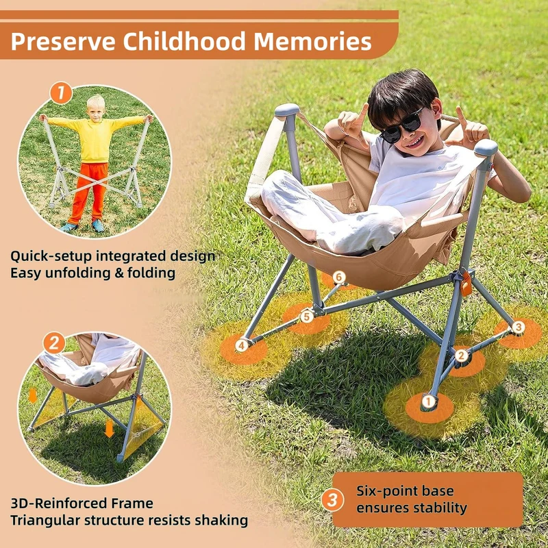 KingCamp Kids Hammock Chair with Stand - Secure Folding Chair for Outdoor & Indoor Use - Perfect for Gift-Giving