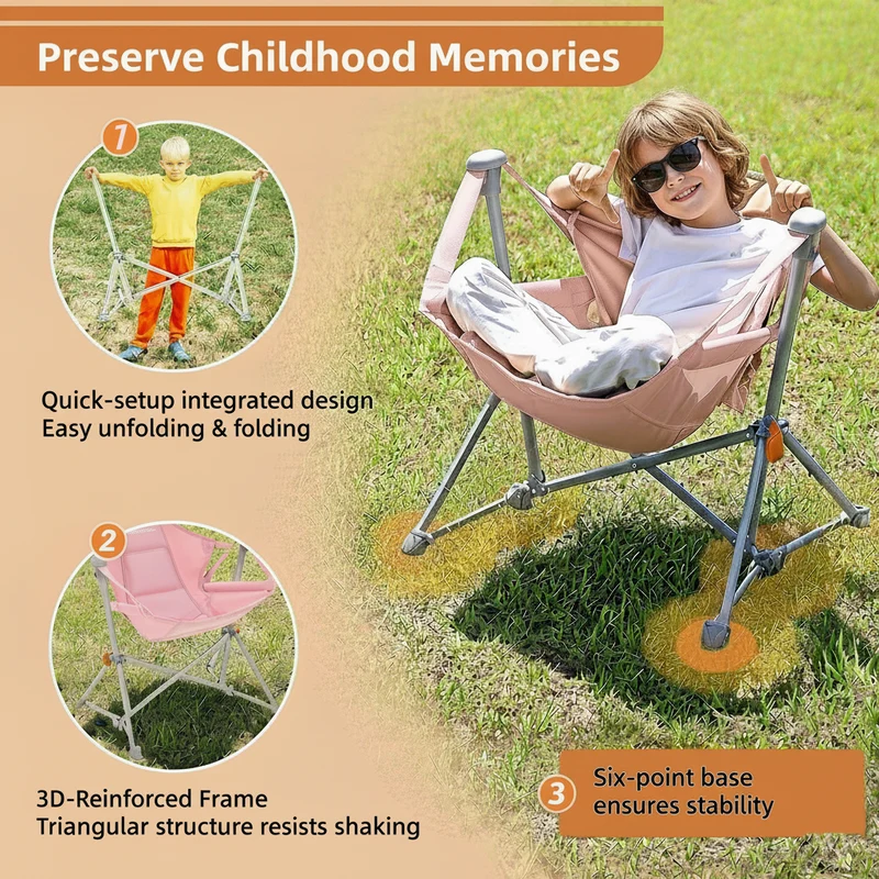 KingCamp Kids Hammock Chair with Stand - Secure Folding Chair for Outdoor & Indoor Use - Perfect for Gift-Giving