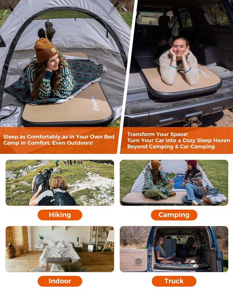 KingCamp FlexiRest DUO Ultralight Inflatable Sleeping Pad – PVC-Free 2-Person Camping Mattress for Backpacking & Glamping