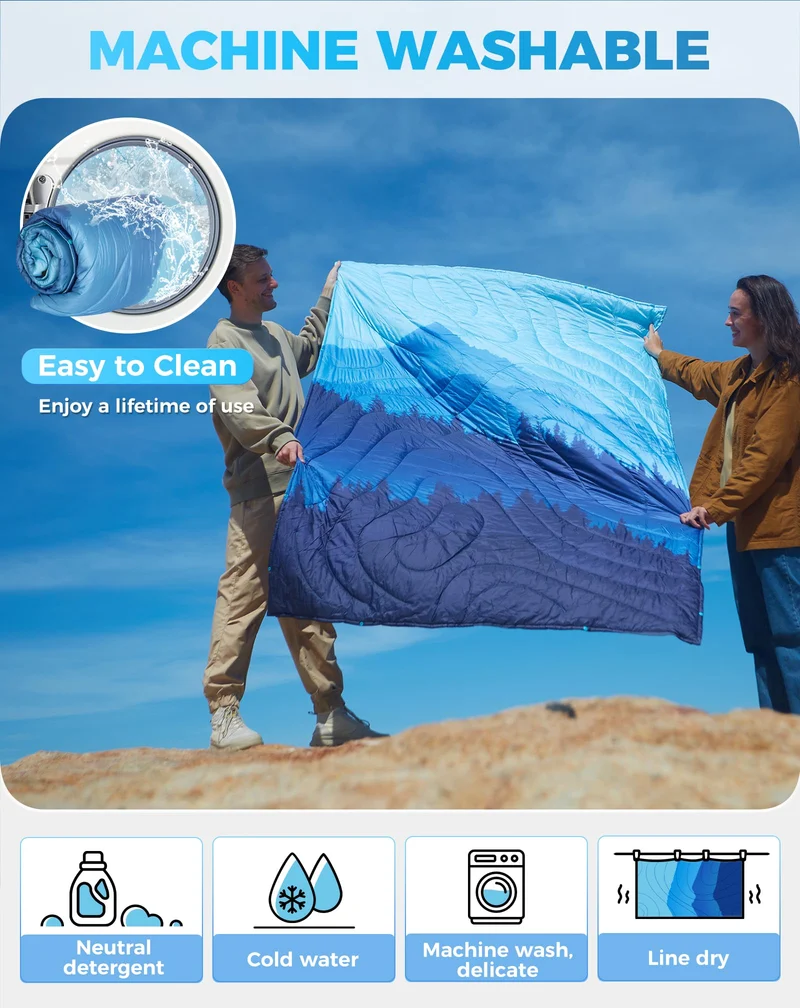 KingCamp SMART 150 XL Ultralight Camping Blanket – Packable, Wearable & Water-Repellent for Outdoor & Stadium Use