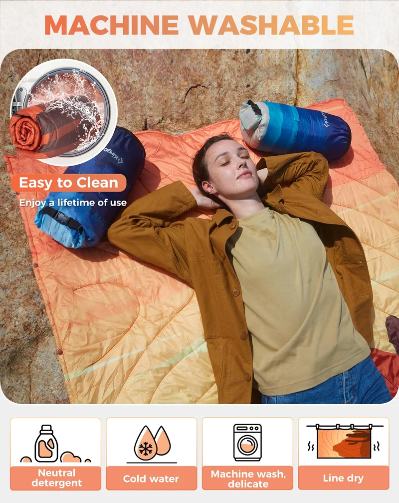 KingCamp SMART 150 XL Ultralight Camping Blanket – Packable, Wearable & Water-Repellent for Outdoor & Stadium Use