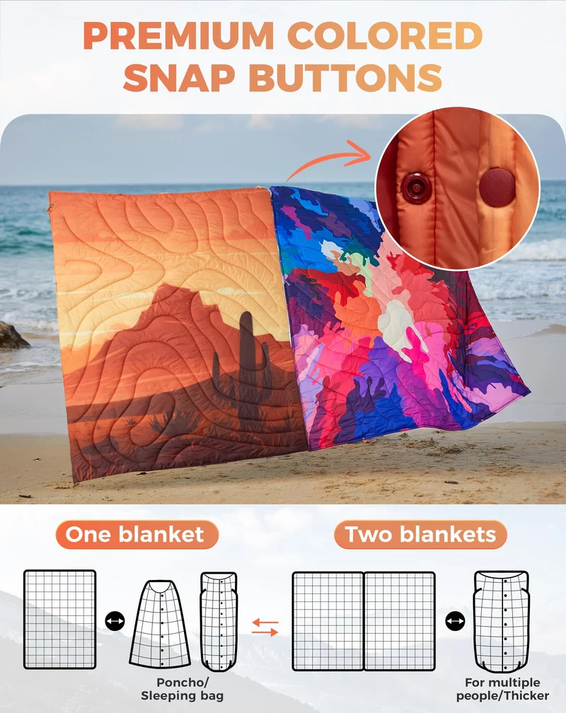 KingCamp SMART 150 XL Ultralight Camping Blanket – Packable, Wearable & Water-Repellent for Outdoor & Stadium Use