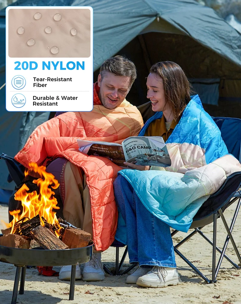 KingCamp SMART 150 XL Ultralight Camping Blanket – Packable, Wearable & Water-Repellent for Outdoor & Stadium Use