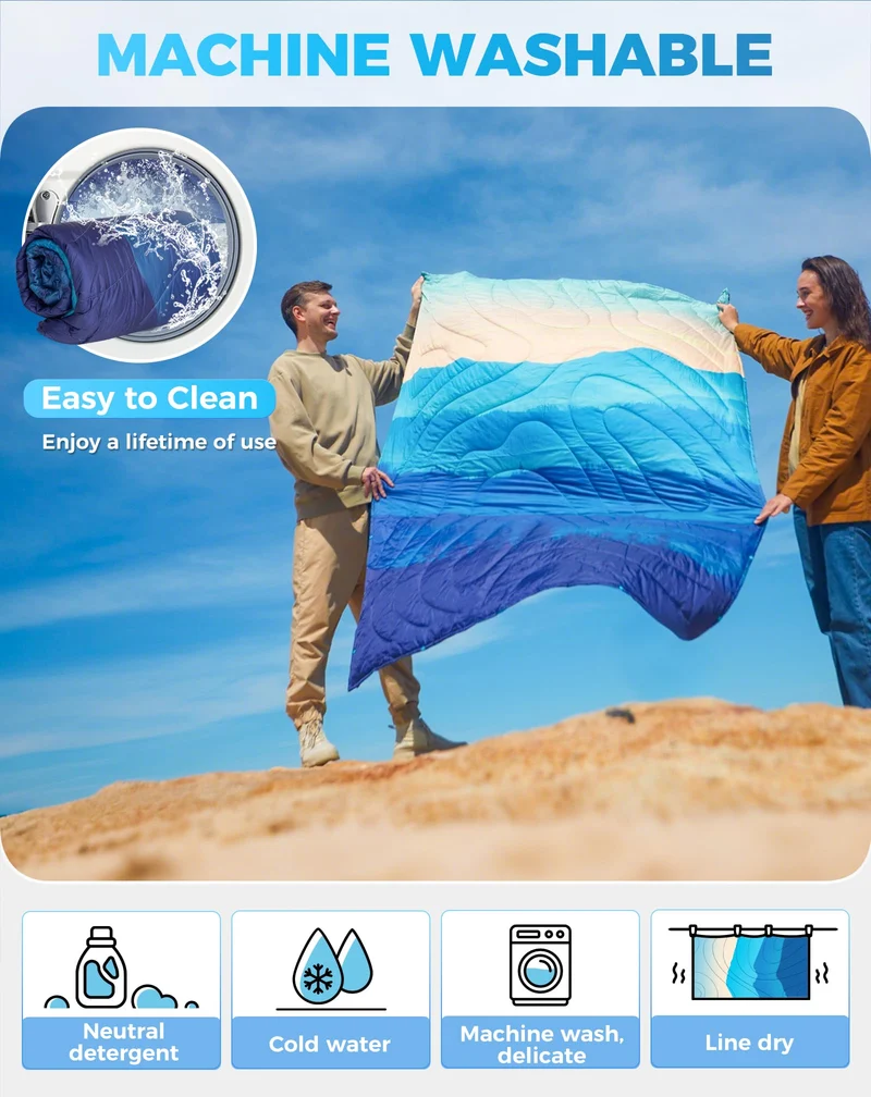 KingCamp SMART 150 XL Ultralight Camping Blanket – Packable, Wearable & Water-Repellent for Outdoor & Stadium Use
