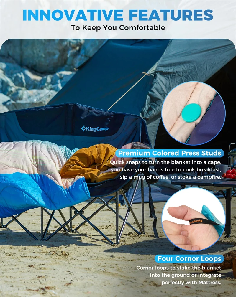 KingCamp SMART 150 XL Ultralight Camping Blanket – Packable, Wearable & Water-Repellent for Outdoor & Stadium Use