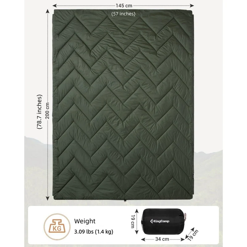 KingCamp Sherpa Sleeping Bag Blanket | 2-in-1 for Camping, Car & Home | Lightweight & Packable