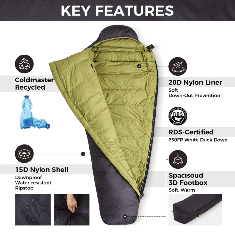 ATEPA Elements 450 Coldmaster™ Mummy Sleeping Bag 42.8°F to 6.8°F