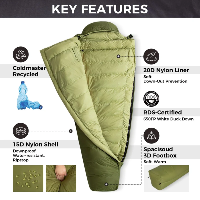 ATEPA Elements 450 Coldmaster™ Mummy Sleeping Bag 42.8°F to 6.8°F