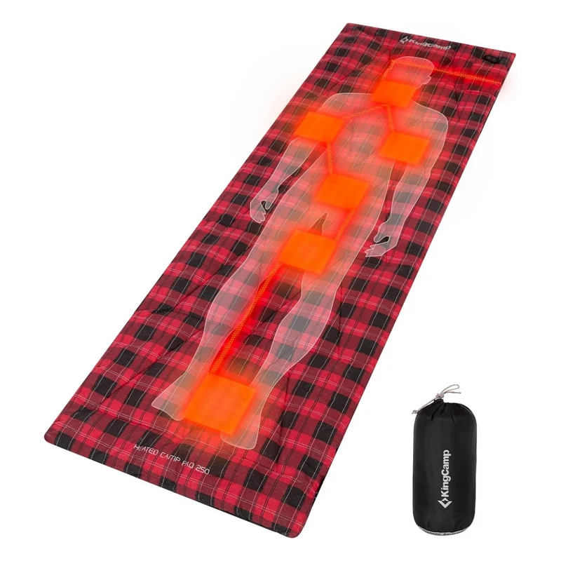 KingCamp Heated Sleeping Bag Liner | 6-Zone Heating Cot Mat 100% Cotton Flannel