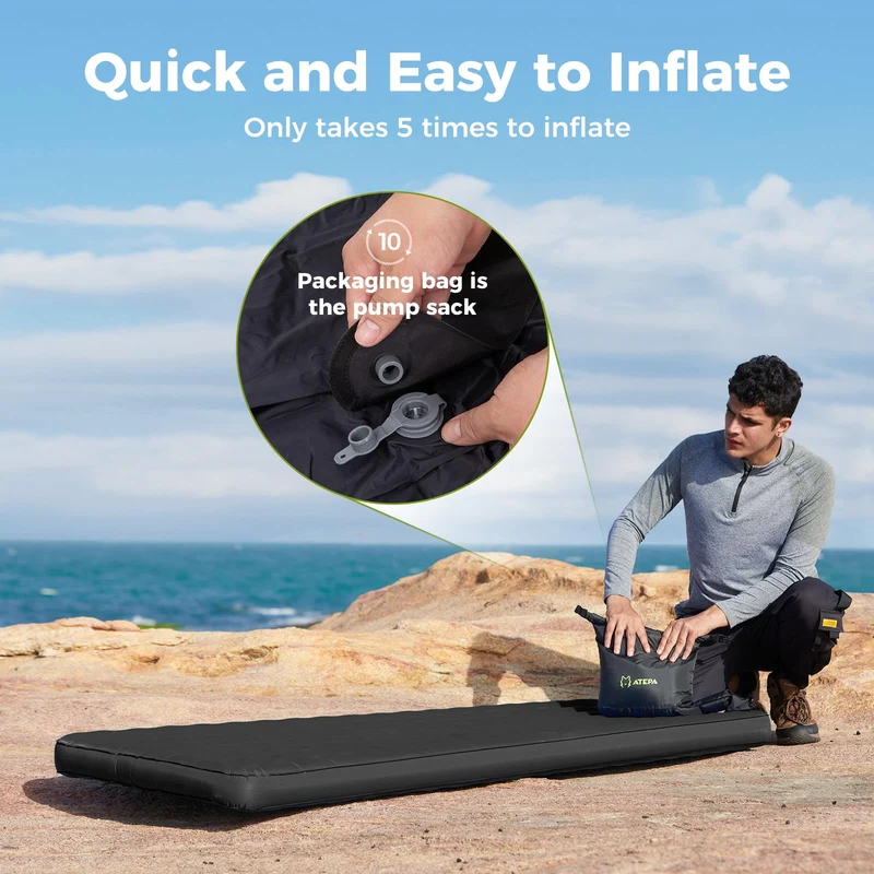 ATEPA Ultralight Sleeping Pad - R-Value 6.6 for Winter Camping, Insulated & Inflatable Mat for Backpacking