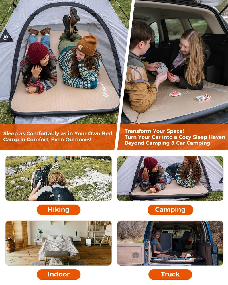 KingCamp FlexiRest 5.0 Plus Extra-Wide Inflatable Sleeping Pad - PVC-Free, Ultra-Lightweight Camping Mattress