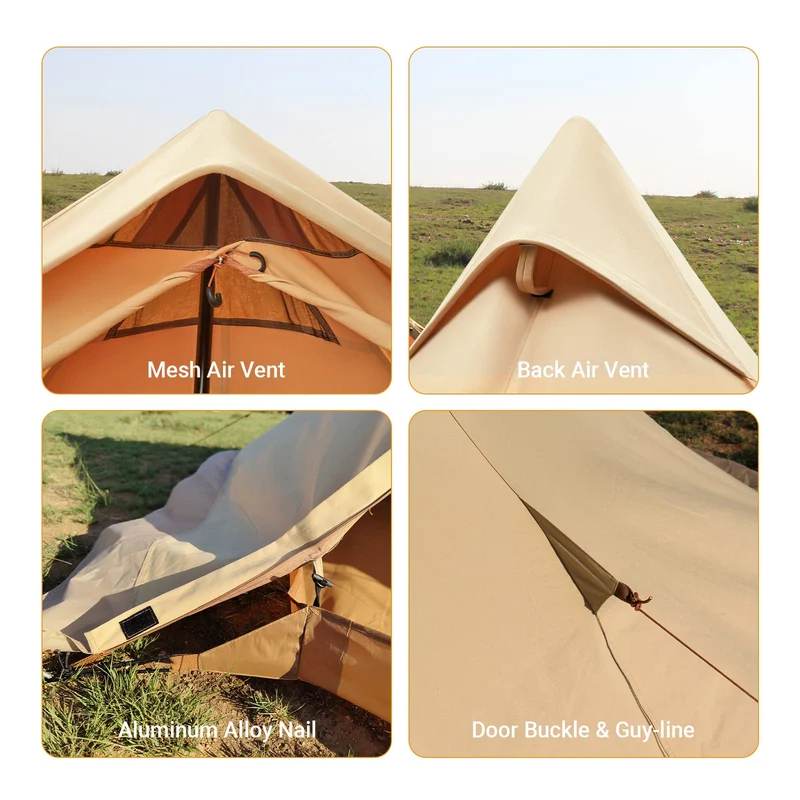 KingCamp TURINO Canvas Teepee Hot Tent with Stove Jack