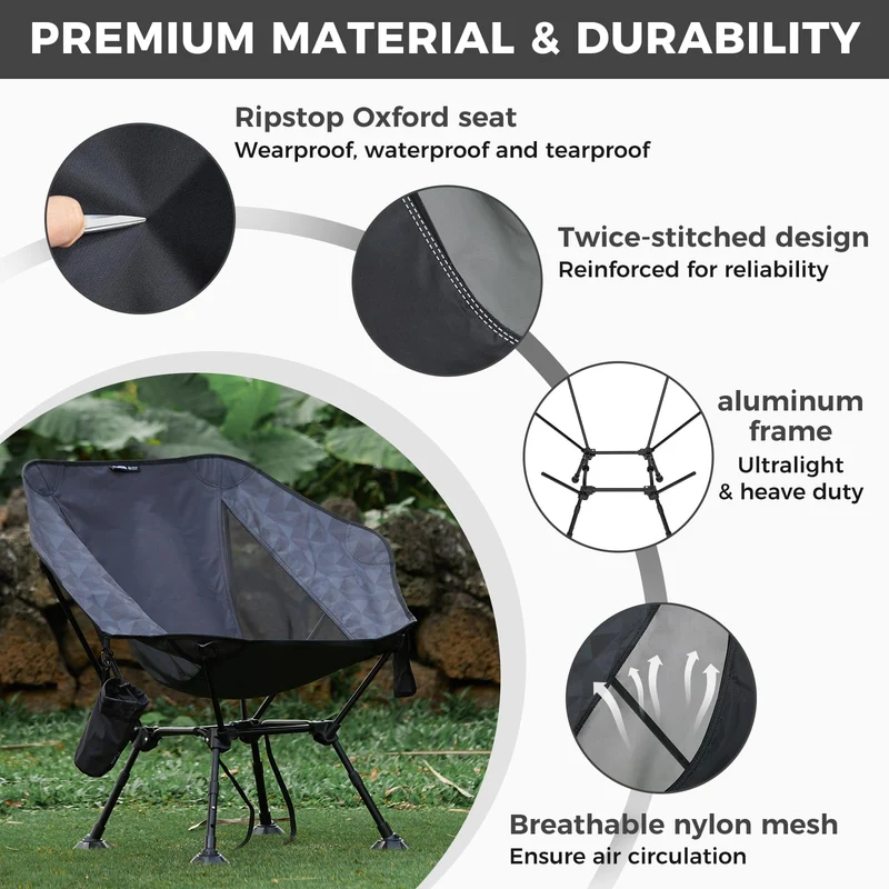 ATEPA Ultralight Backpacking Chair - 440lb Capacity, Compact Folding Camp Chair