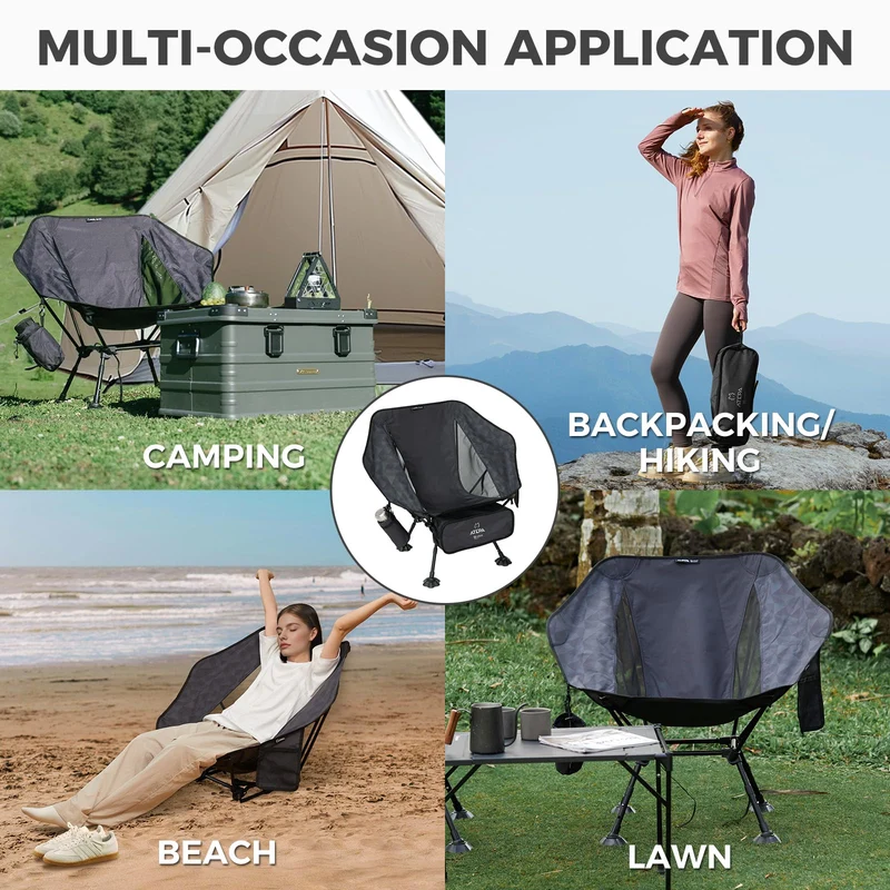 ATEPA Ultralight Backpacking Chair - 440lb Capacity, Compact Folding Camp Chair