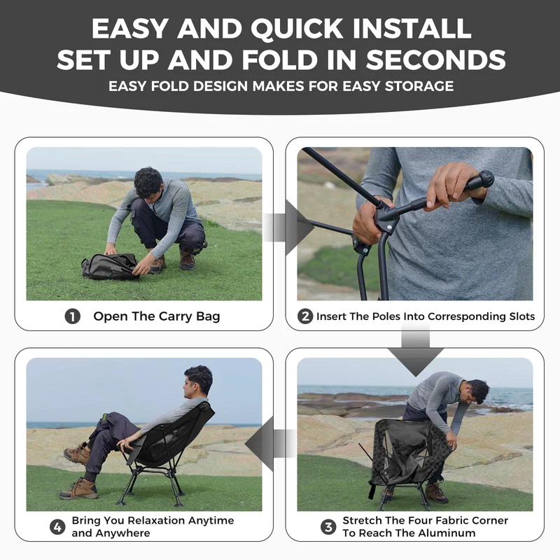 ATEPA Ultralight Backpacking Chair - 440lb Capacity, Compact Folding Camp Chair