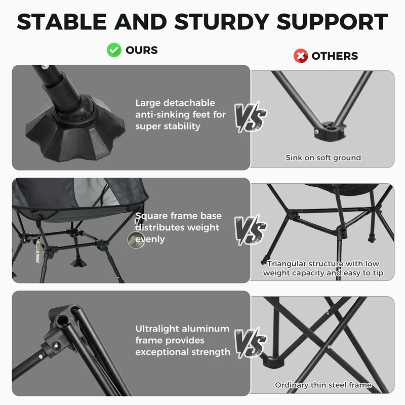 ATEPA Ultralight Backpacking Chair - 440lb Capacity, Compact Folding Camp Chair