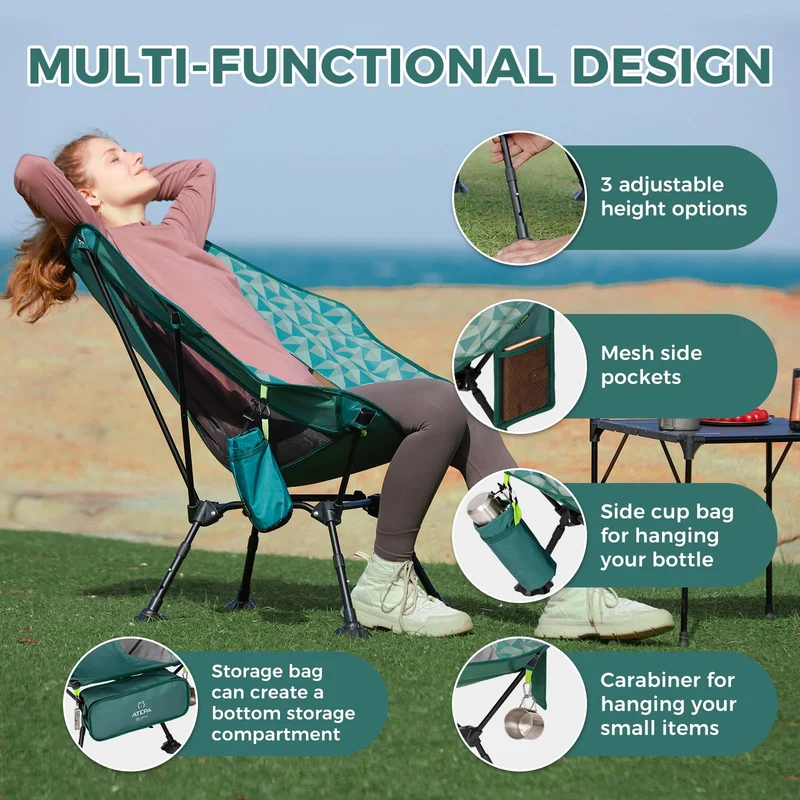 ATEPA Ultralight Backpacking Chair - 440lb Capacity, Compact Folding Camp Chair