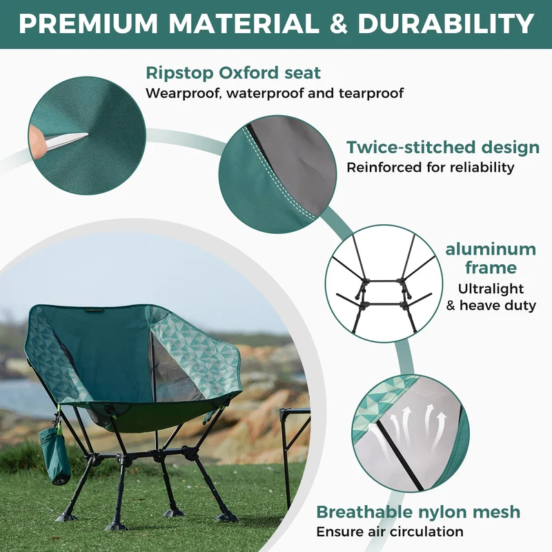 ATEPA Ultralight Backpacking Chair - 440lb Capacity, Compact Folding Camp Chair