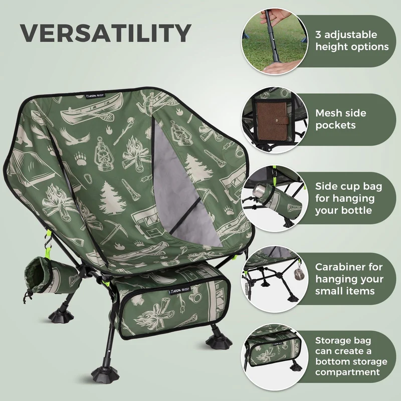 ATEPA Ultralight Backpacking Chair - 440lb Capacity, Compact Folding Camp Chair