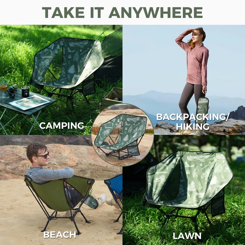 ATEPA Ultralight Backpacking Chair - 440lb Capacity, Compact Folding Camp Chair