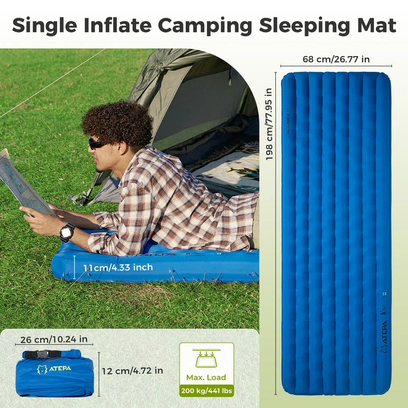 ATEPA All-Season Ultralight Insulated Sleeping Pad R-Value 6.6