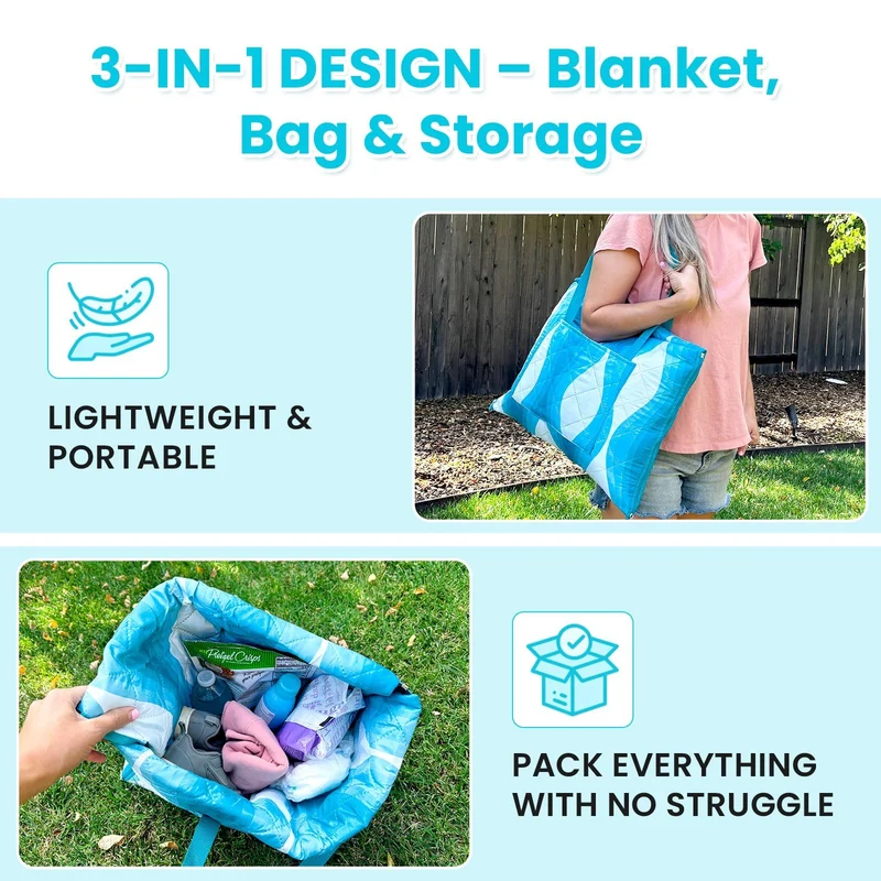 WEJOY Waterproof Picnic Blanket – Sandproof Beach Mat for 4 Adults