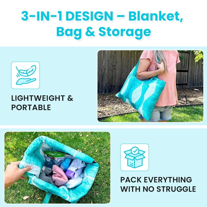 WEJOY Waterproof Picnic Blanket – Sandproof Beach Mat for 4 Adults