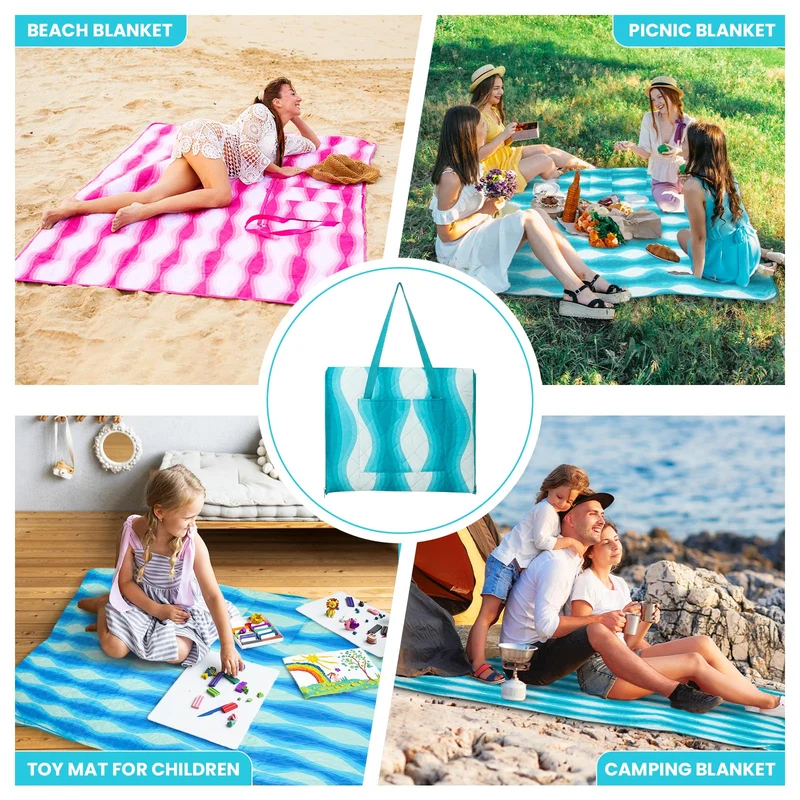 WEJOY Waterproof Picnic Blanket – Sandproof Beach Mat for 4 Adults
