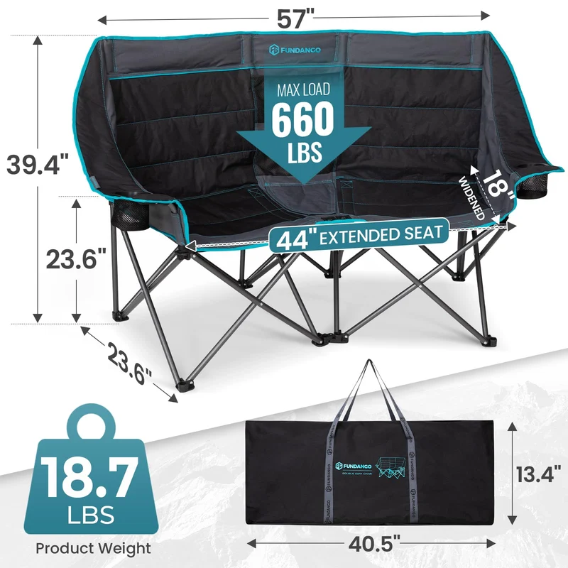 FUNDANGO 2-Person Oversized Padded Loveseat with Cooler