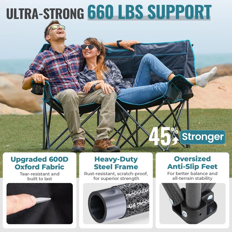 FUNDANGO 2-Person Oversized Padded Loveseat with Cooler