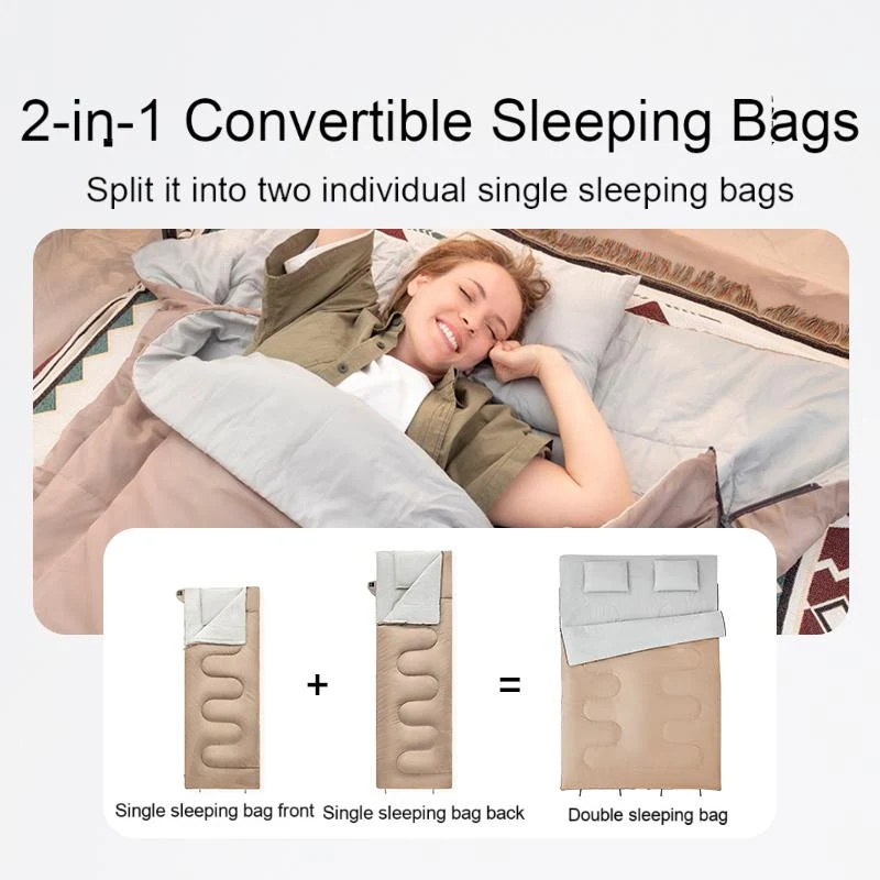 FUNDANGO Double Camping Sleeping Bags with Pillows