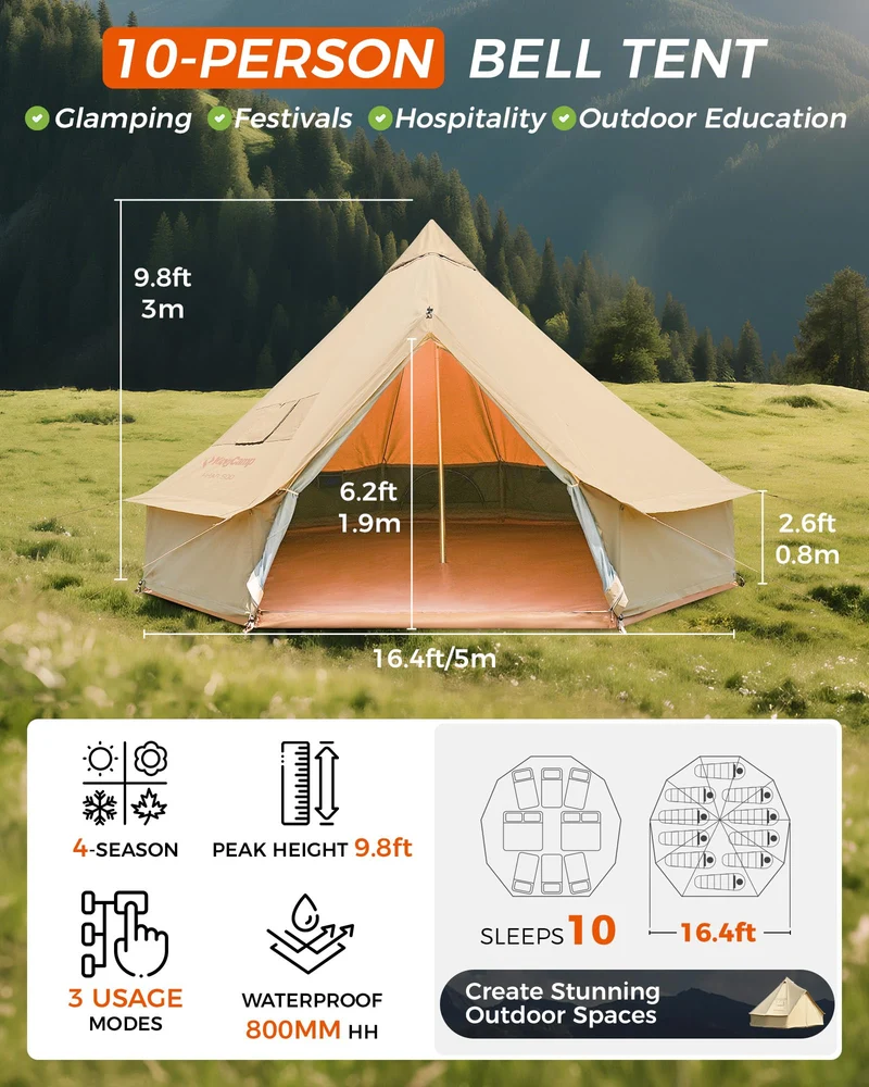 KingCamp KHAN 400/ 500 Canvas Bell Tents
