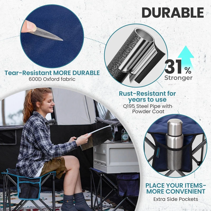 FUNDANGO Heavy-Duty Folding Camp Stool with Padded Seat