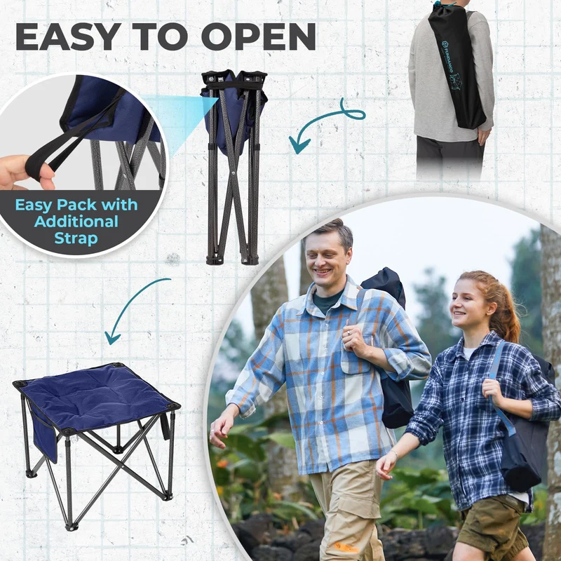 FUNDANGO Heavy-Duty Folding Camp Stool with Padded Seat
